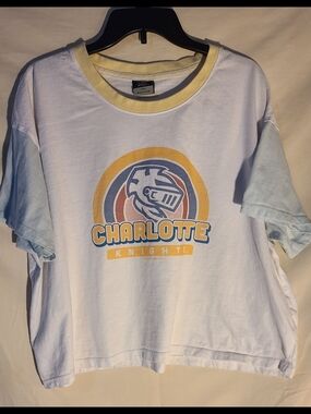 MV Sport Charlotte Knights Tee - White with Yellow & Light Blue Accents
